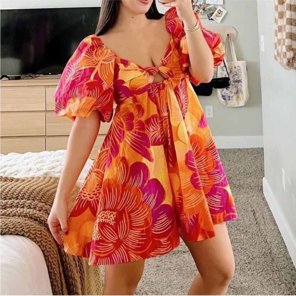 FARM RIO Summer Garden Ombré Mini Dress L